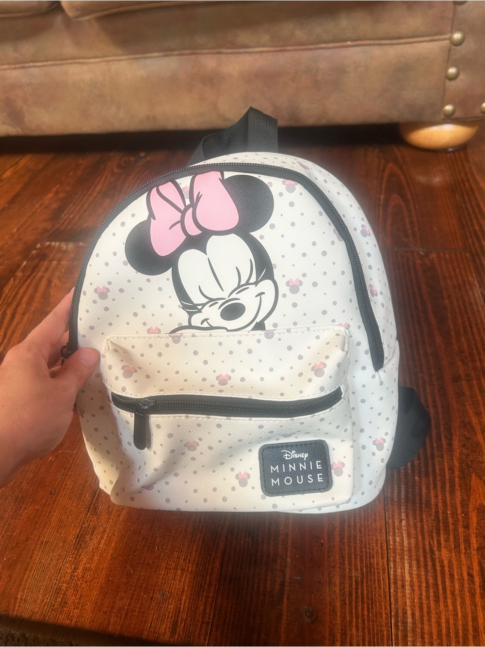 Disney Minnie Mouse Kids Backpack - White with Pink Bow